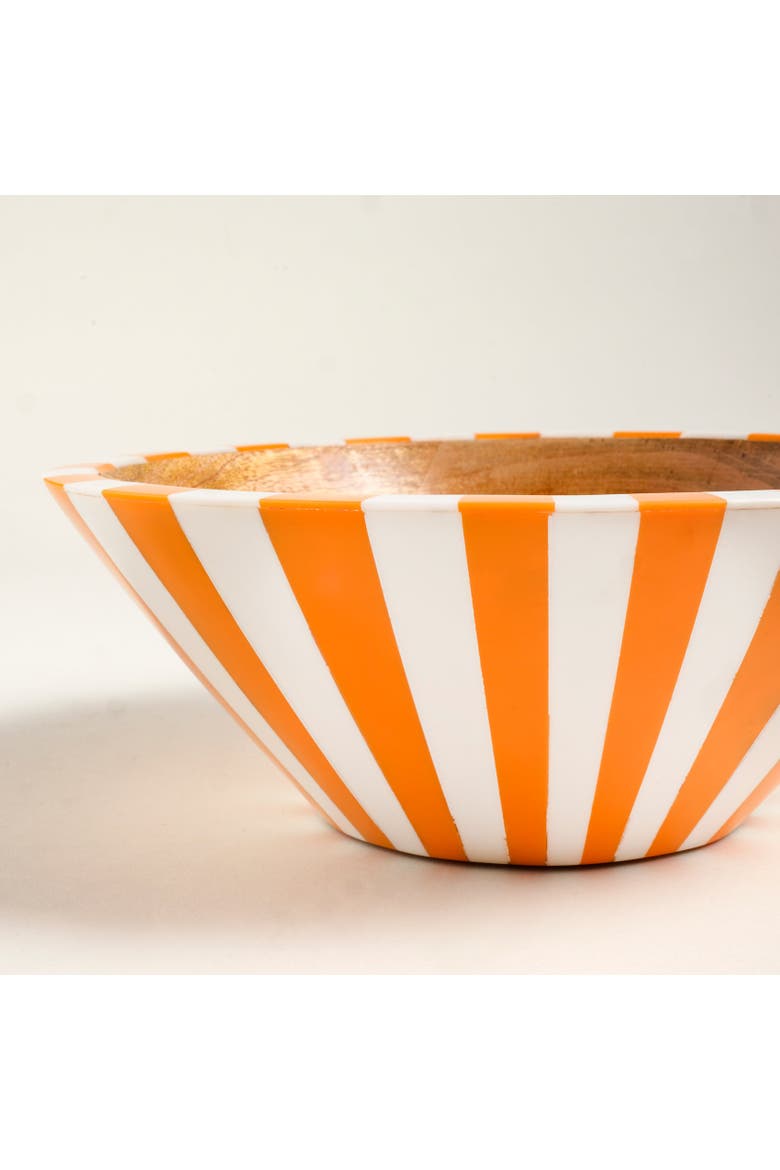 Nohar Mango Wood Bowl 10" x 10" x 3.5" | Artisan Ceramic, Alternate, color, Orange