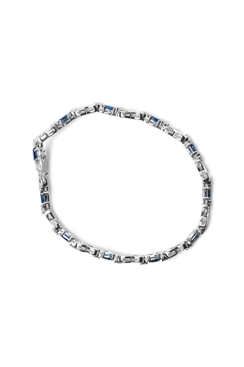 10K Gold Sapphire & 1/10 Cttw Diamond "X" Link Bracelet, Alternate, color, White