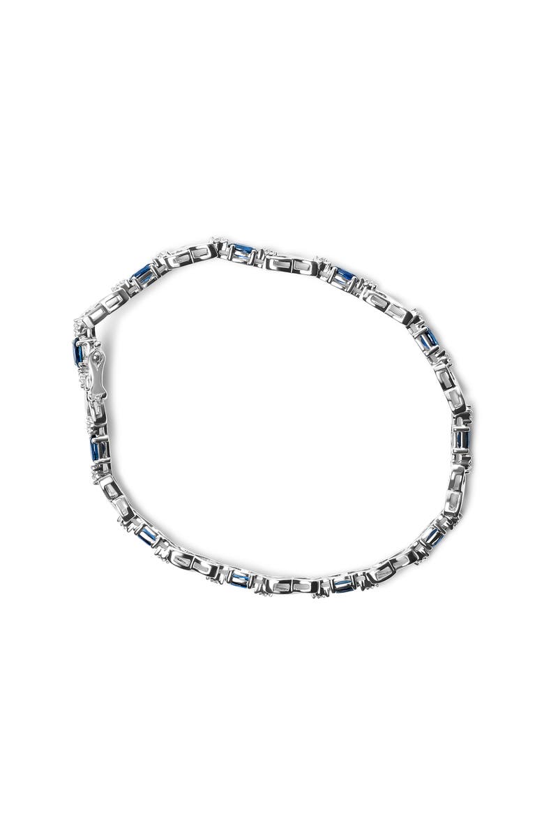 Haus of Brilliance 10K Gold Sapphire & 1/10 Cttw Diamond "X" Link Bracelet, Alternate, color, White