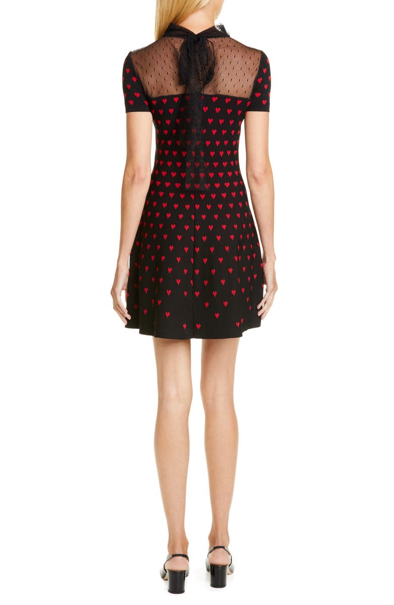 RED Valentino Point d'Esprit Yoke Heart Sweater Dress, Alternate, color, 