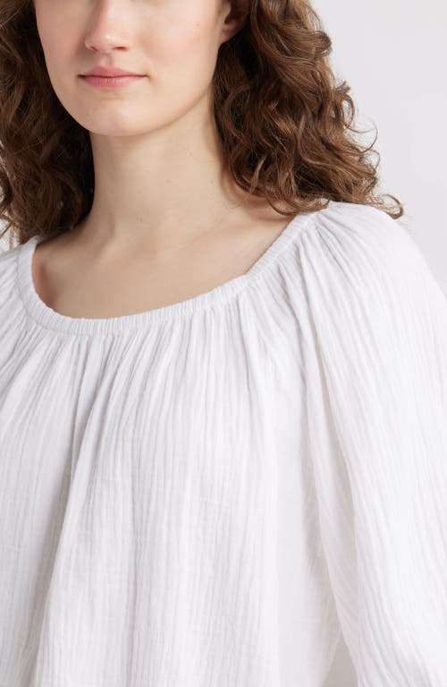 Caslon ® Gathered Elbow Sleeve Gauze Top In White