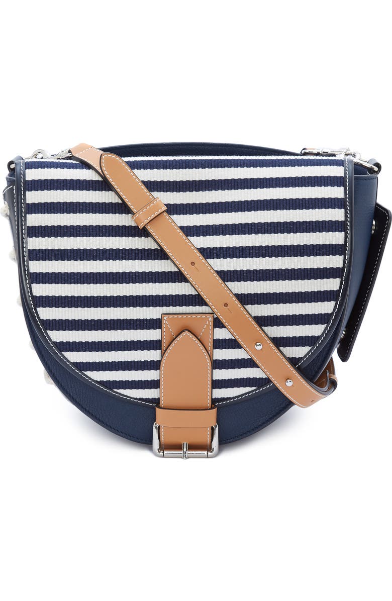 JW Anderson Small Bike Leather & Canvas Crossbody Bag, Main, color,