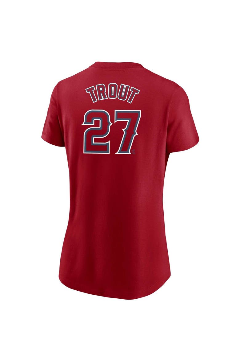 Women's Nike Mike Trout Red Los Angeles Angels Name & Number T-Shirt, Alternate, color, Red