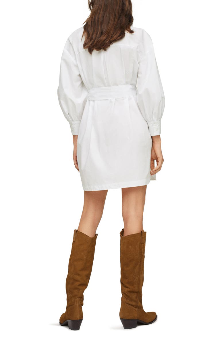 MANGO Long Sleeve Belted Cotton Shirtdress, Alternate, color,