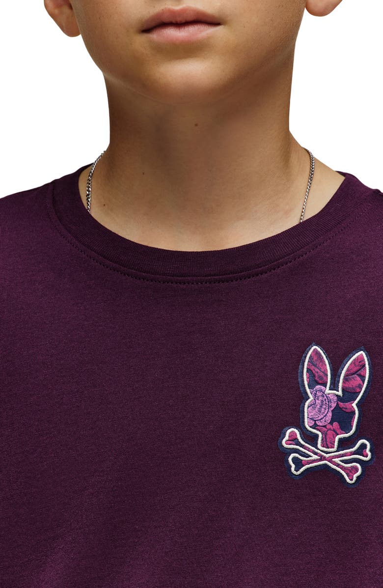 Psycho Bunny Kids' Rowen Pima Cotton Graphic T-Shirt, Alternate, color, Potent Purple