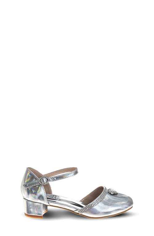 Badgley Mischka Collection Kids' Ankle Strap Pump In Silver Holographic