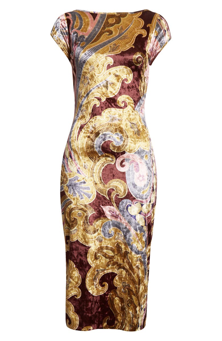 Etro Paisley Print Cap Sleeve Chenille Dress, Alternate, color,