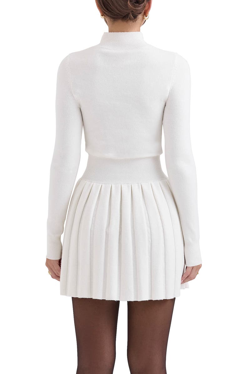 HOUSE OF CB Willow Mock Neck Long Sleeve Mini Sweater Dress, Alternate, color, White