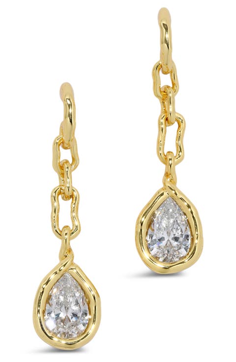 Asterales Link Cubic Zirconia Drop Earrings