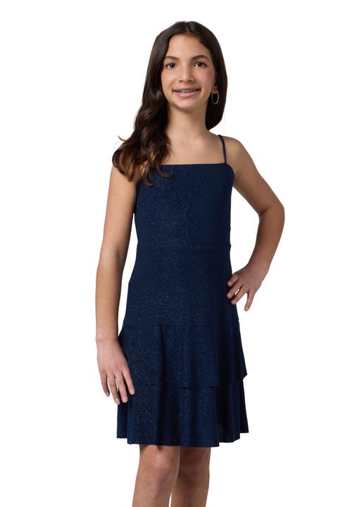 Glitter Bow Back Tiered Dress