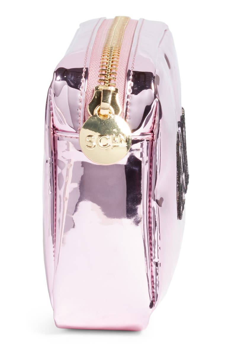 Glam Small Patent Makeup Bag, Alternate, color, PINK