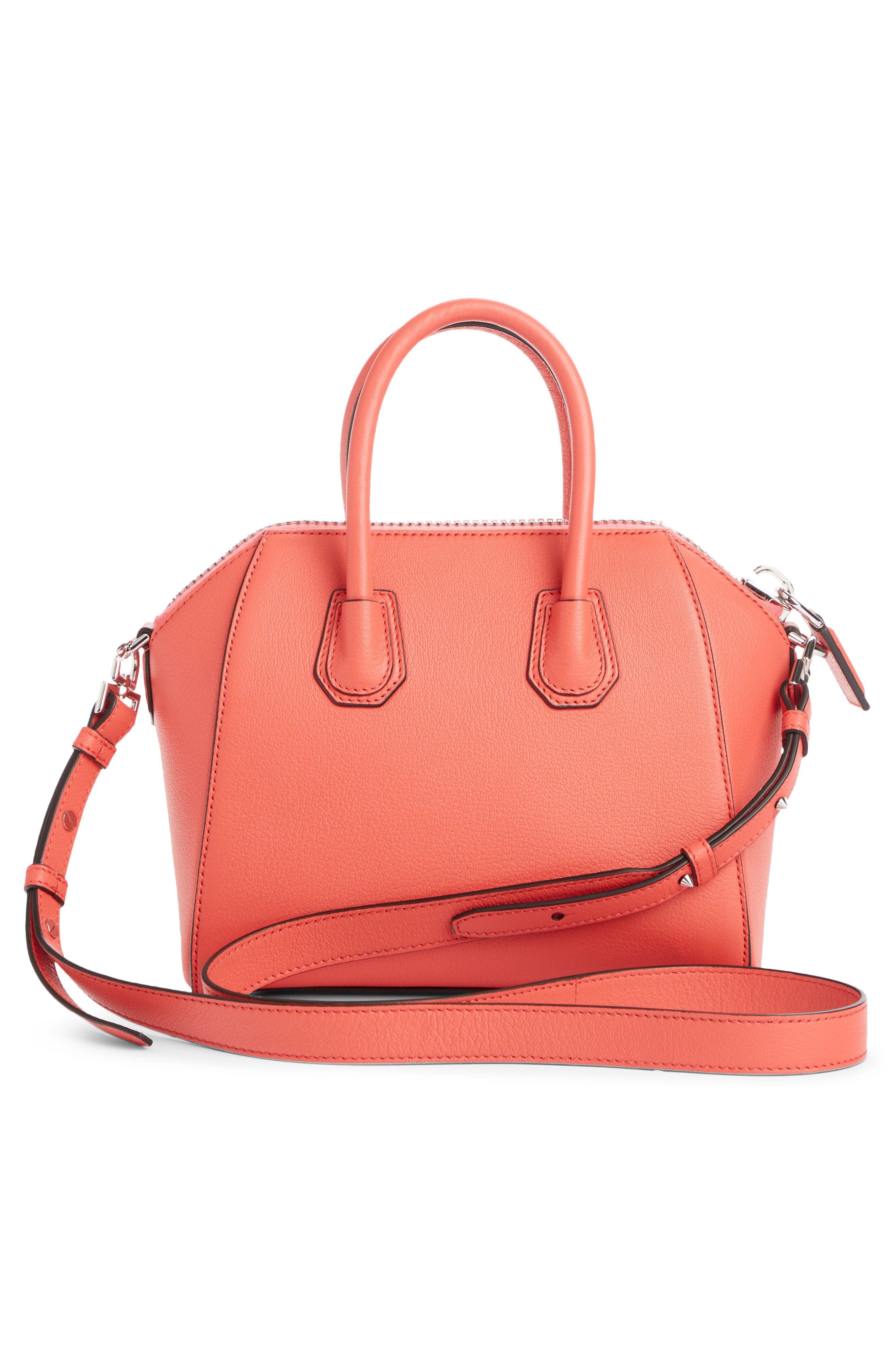 Mini Antigona Sugar Leather Satchel, Alternate, color, CORAL