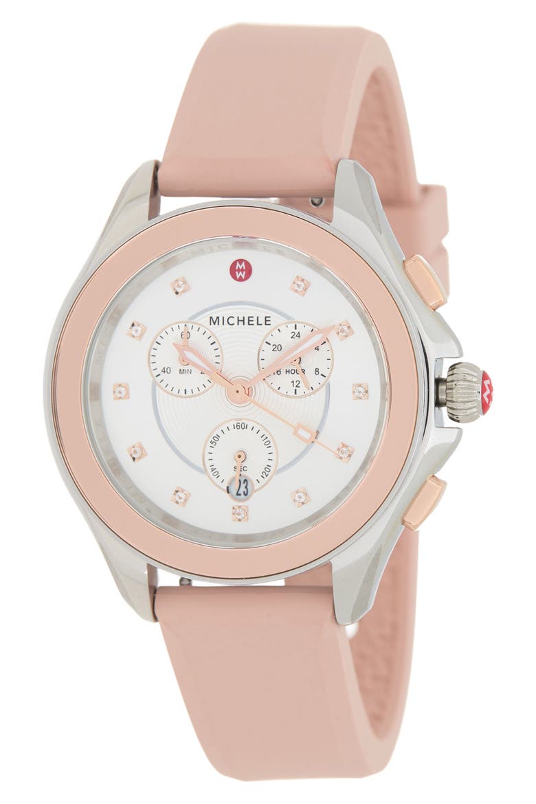 Cape Chronograph Desert Rose Silicone Watch, 38mm, Main, color, ROSE