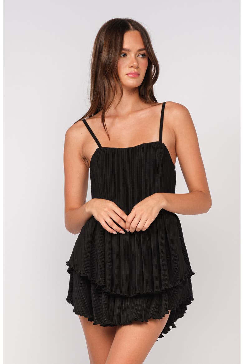 Plissé Ruffle Minidress, Alternate, color, BLACK