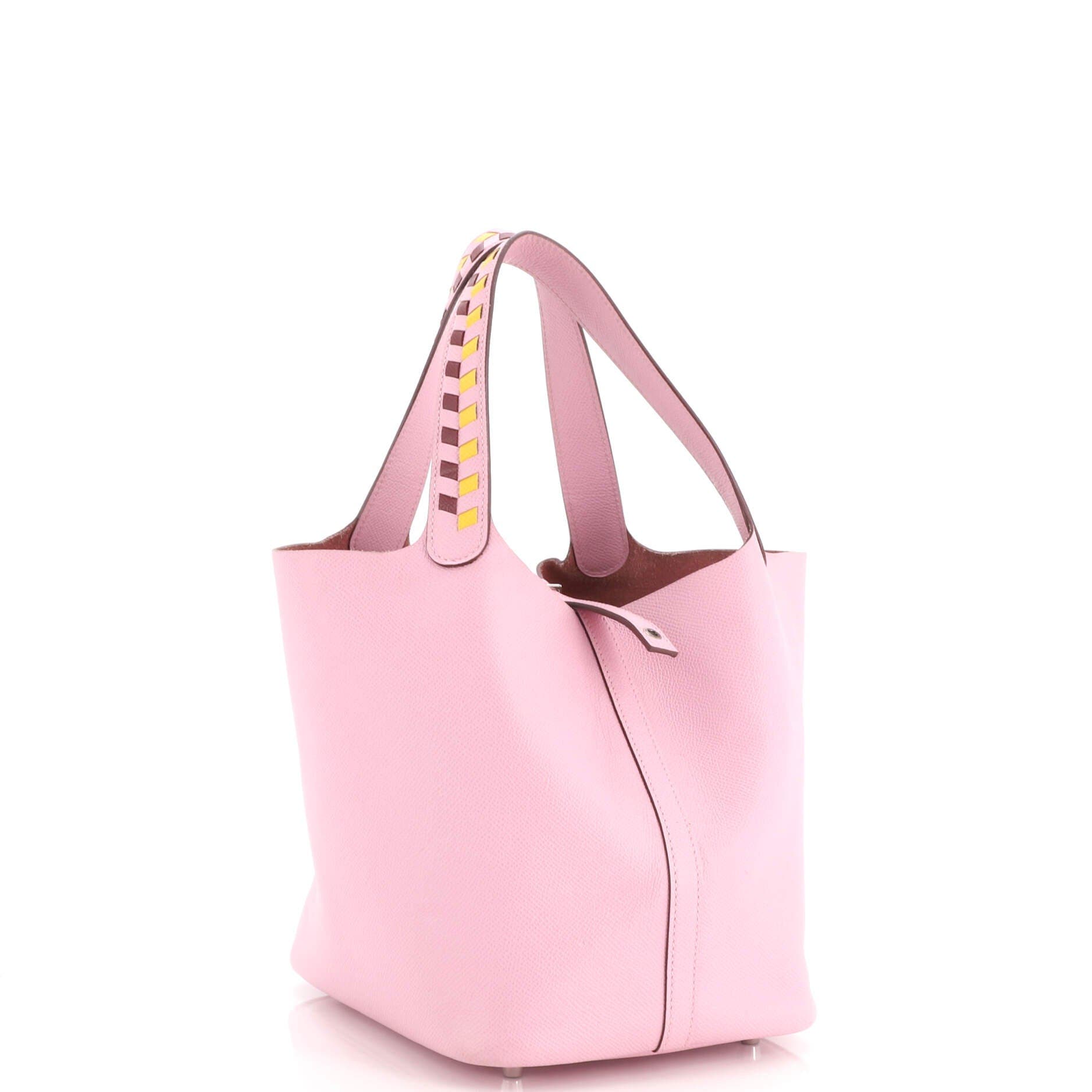 Picotin Lock Bag Tressage Epsom MM, Alternate, color, Pink