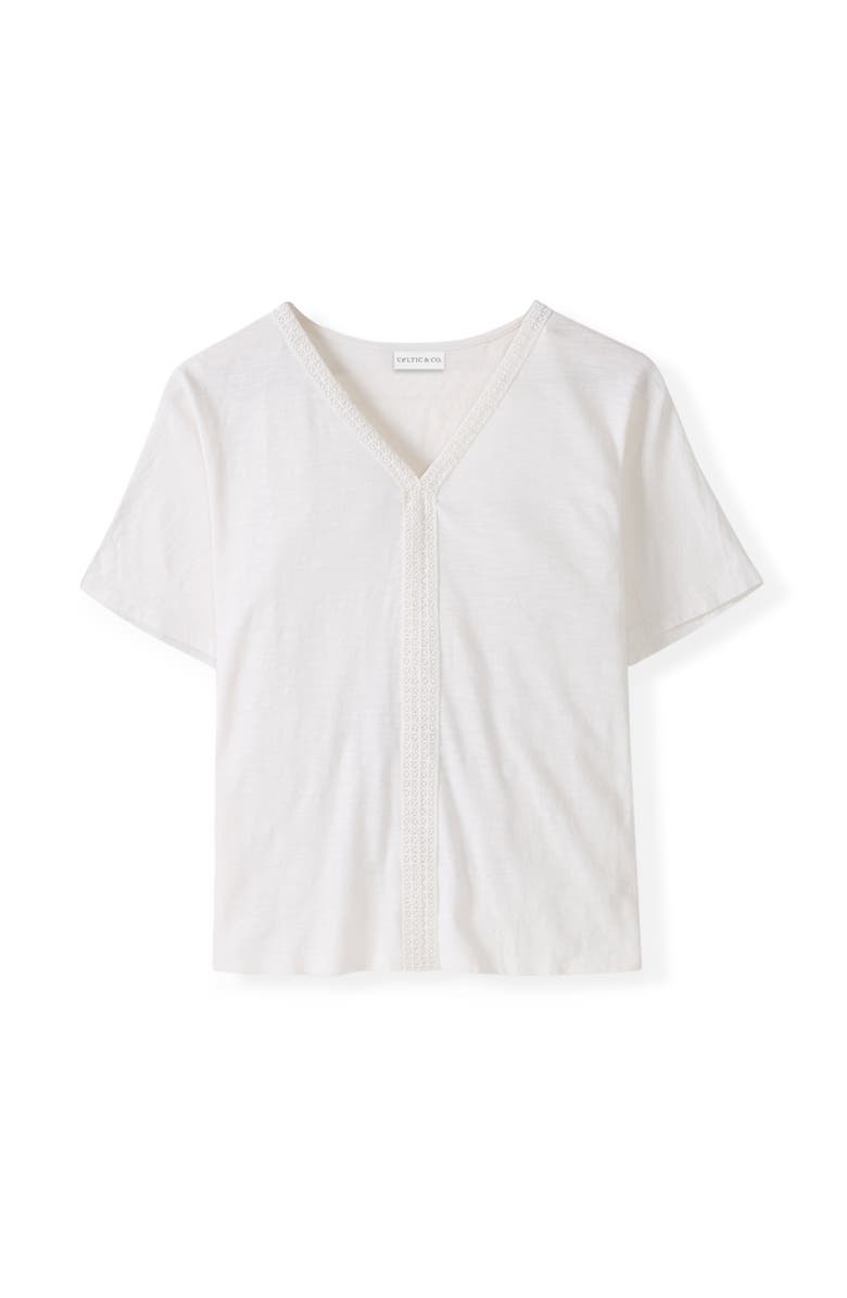 Celtic & Co. Slub Jersey V-Neck Trim Top, Alternate, color, Chalk