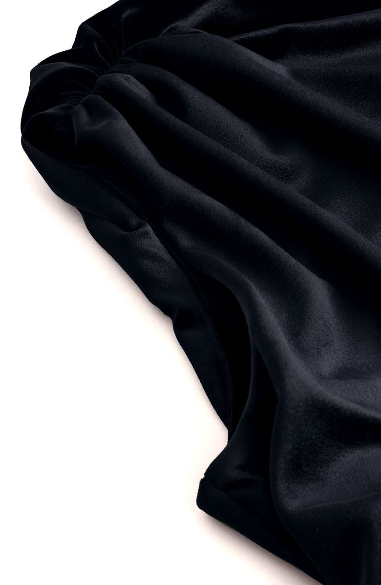 NEXT Asymmetric Neck Ruched Velvet Top, Alternate, color, Black