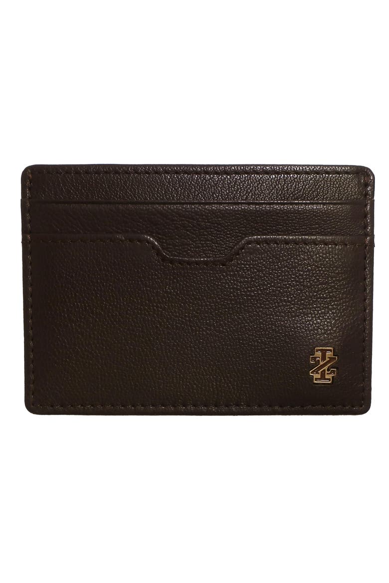 Genuine Leather ID Wallet with Epoxy Logo, Main, color, Brown