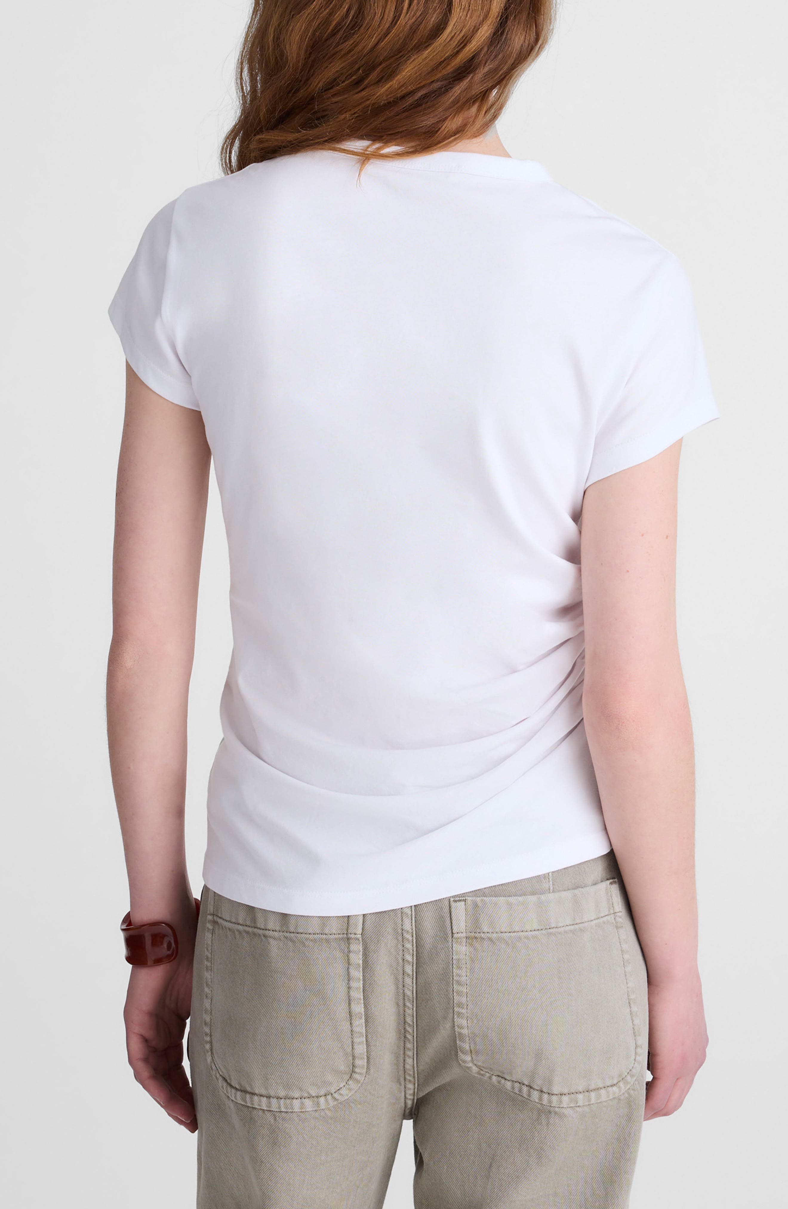 Asymmetric Ruched Jersey T-Shirt - image 2