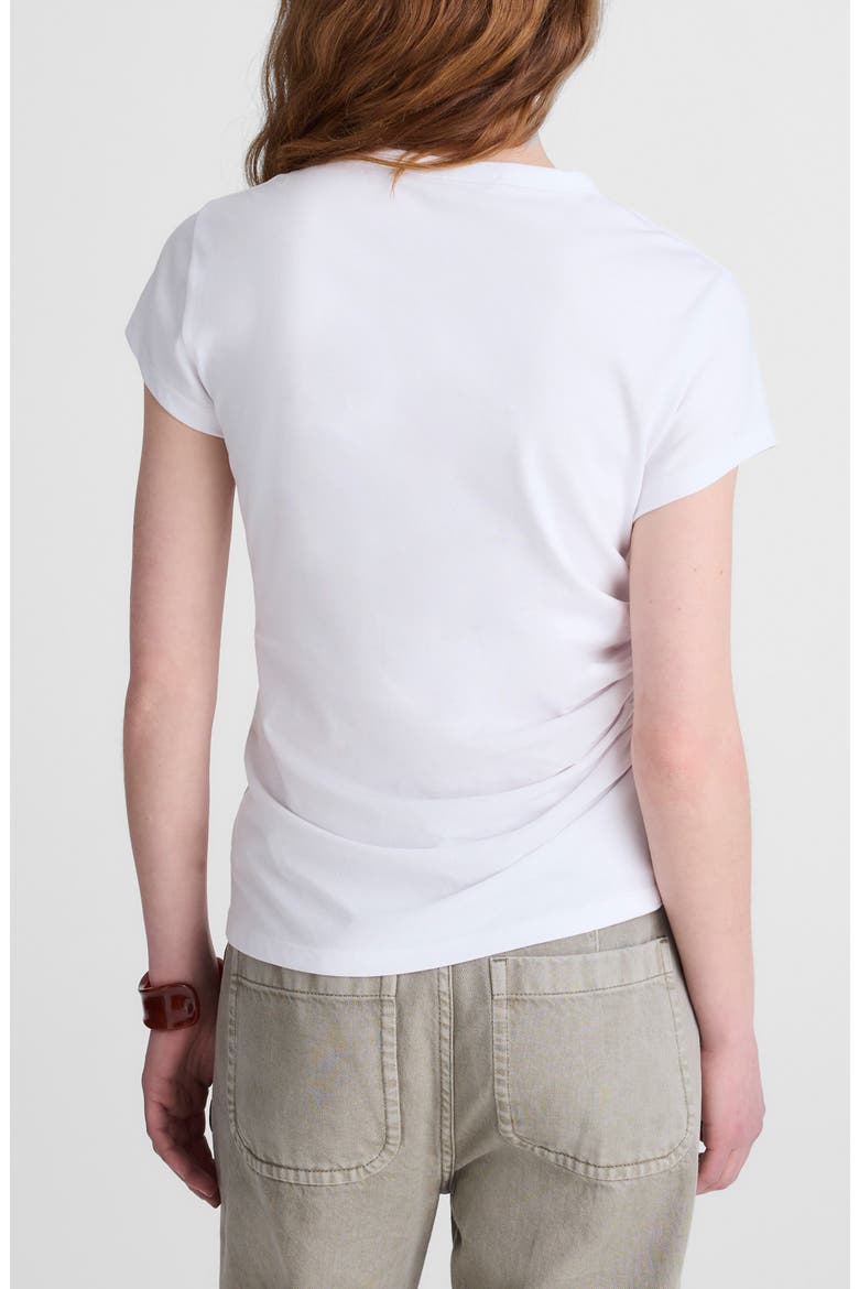 Asymmetric Ruched Jersey T-Shirt, Alternate, color, WHITE