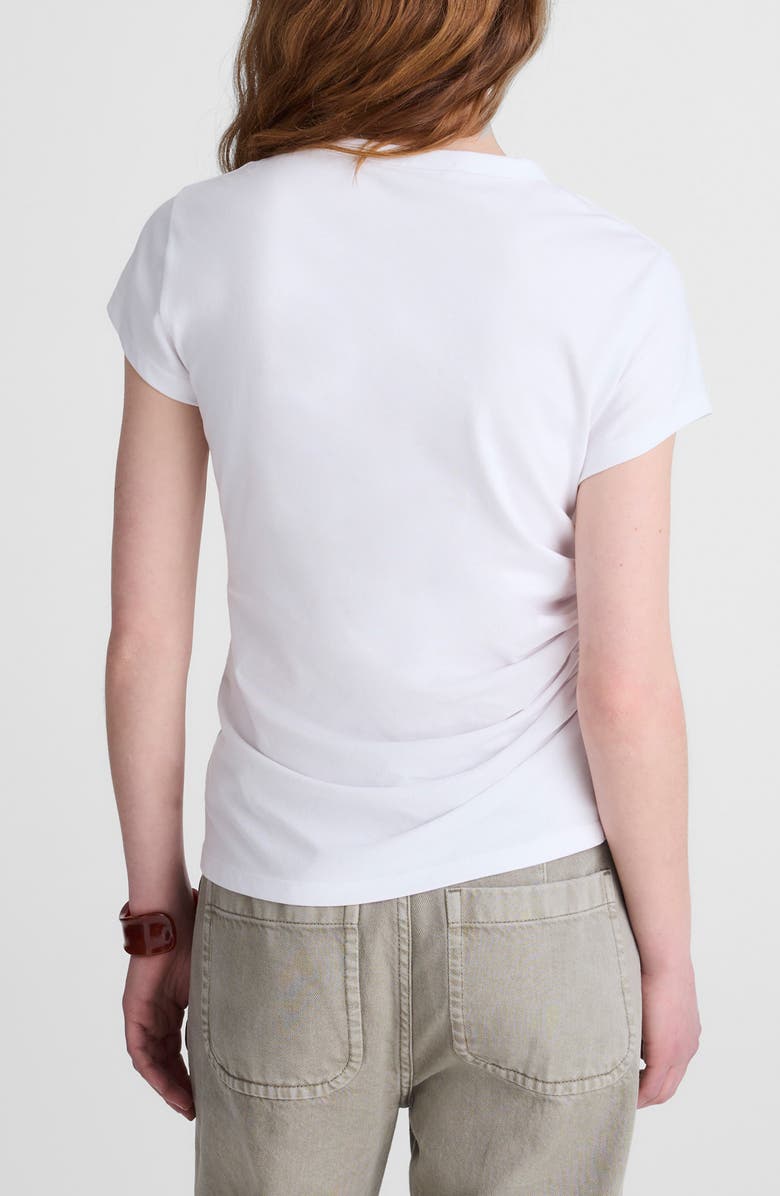 Madewell Asymmetric Ruched Jersey T-Shirt, Alternate, color, White