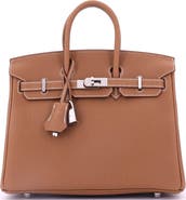 Pre-Owned Hermes Birkin Handbag Brown Togo with Palladium Hardware 25