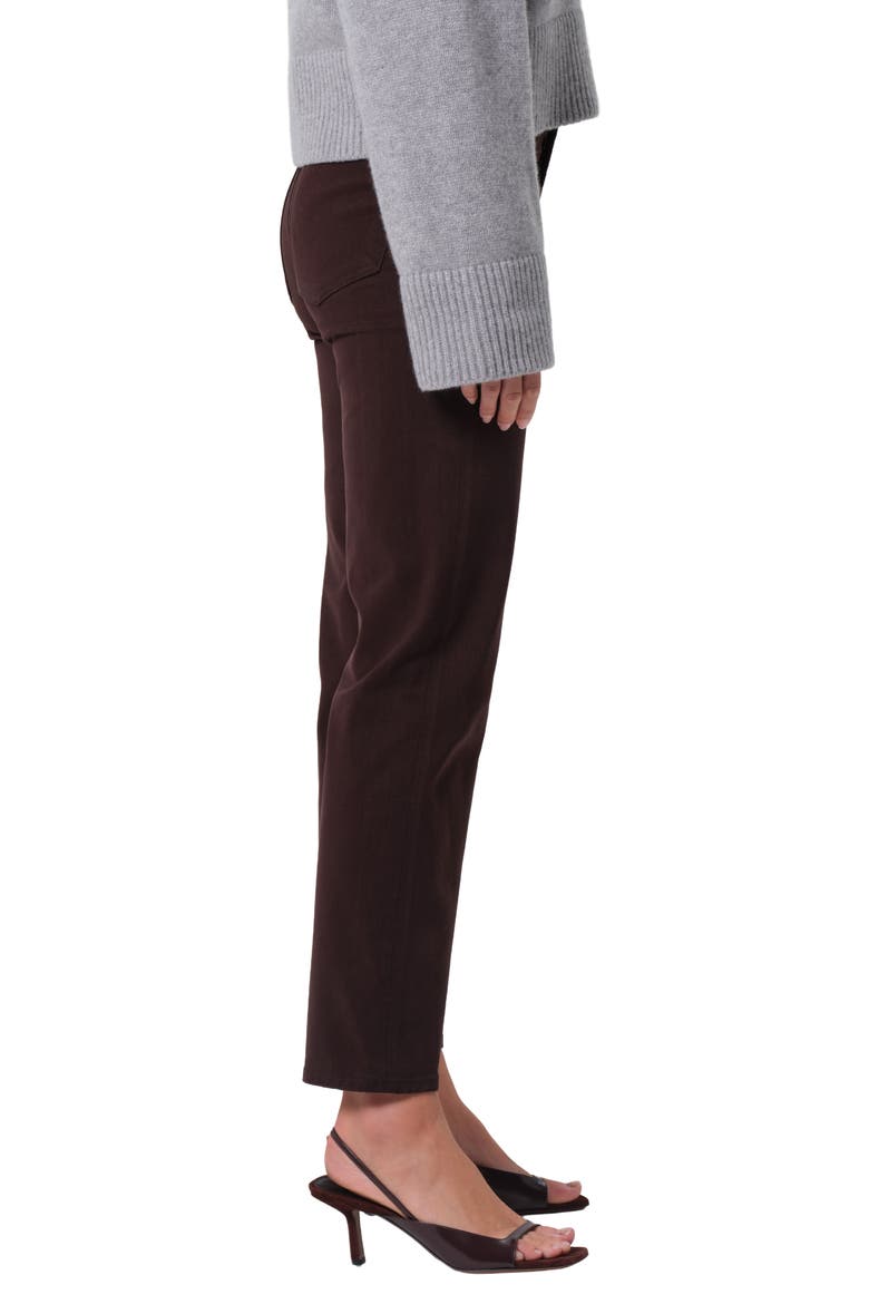 Caia High Waist Ankle Straight Leg Jeans, Alternate, color, BARRISTER DARK BROWN