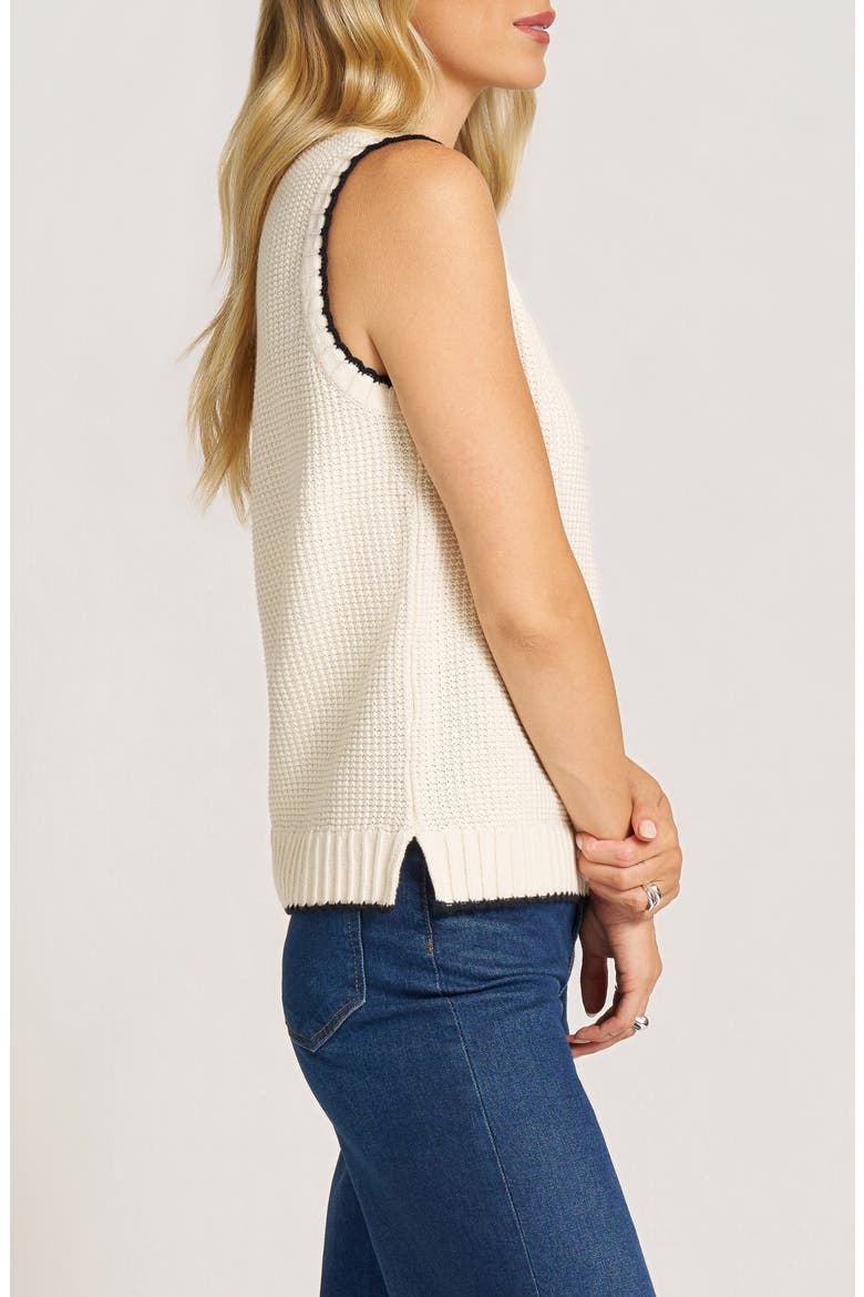 Elm Crewneck Cotton Sweater Vest, Alternate, color, IVORY/ BLACK