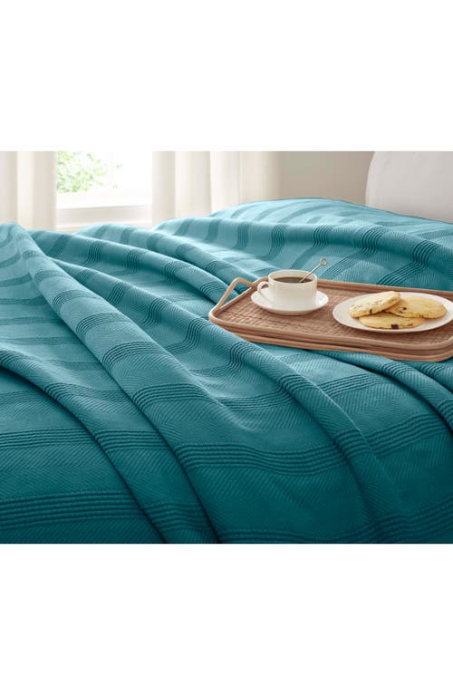 Vellux Textured Cotton Throw Blanket In Green