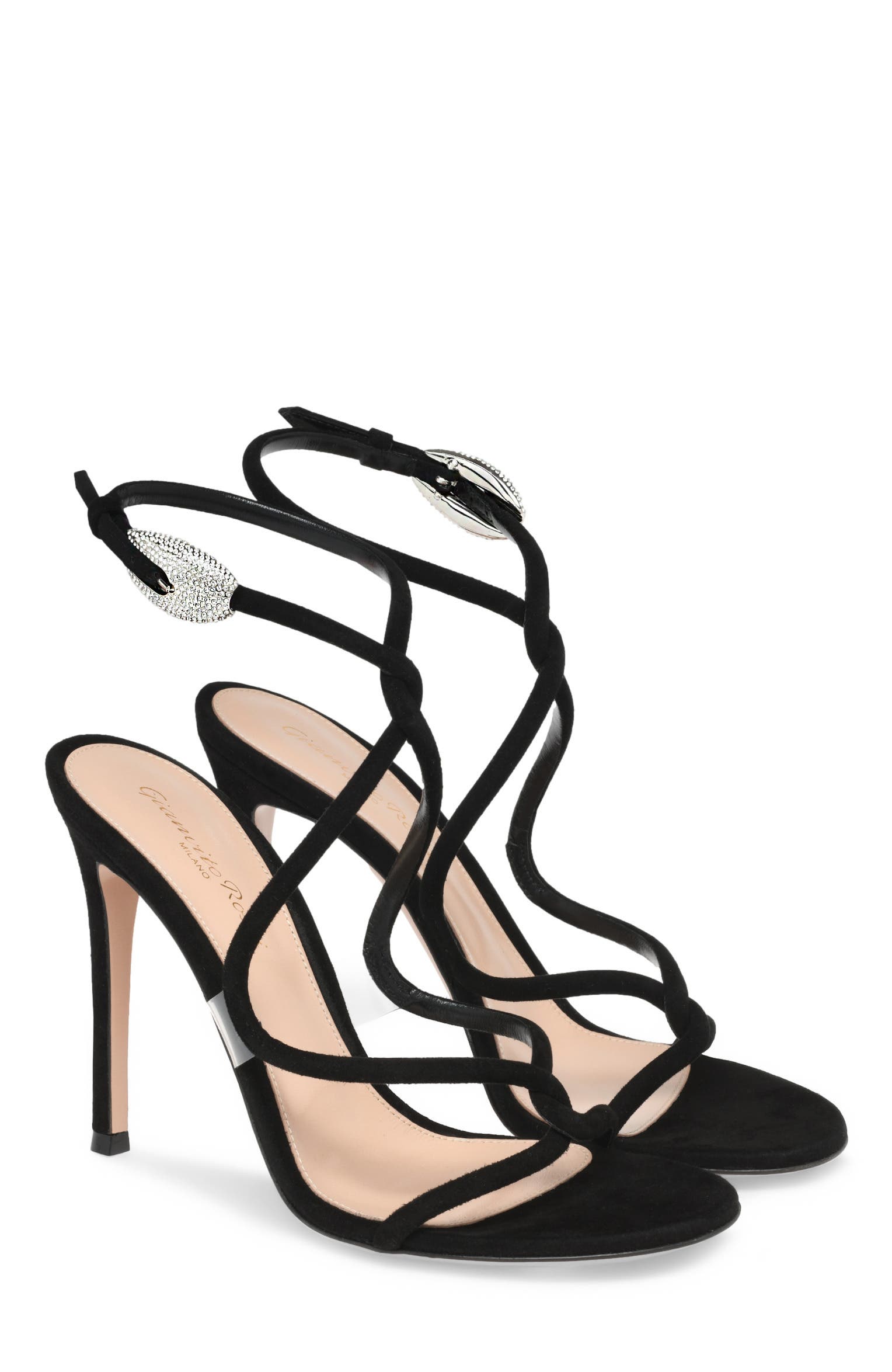 Gianvito Rossi Mamba Crystal Sandal, Alternate, color, Black Suede