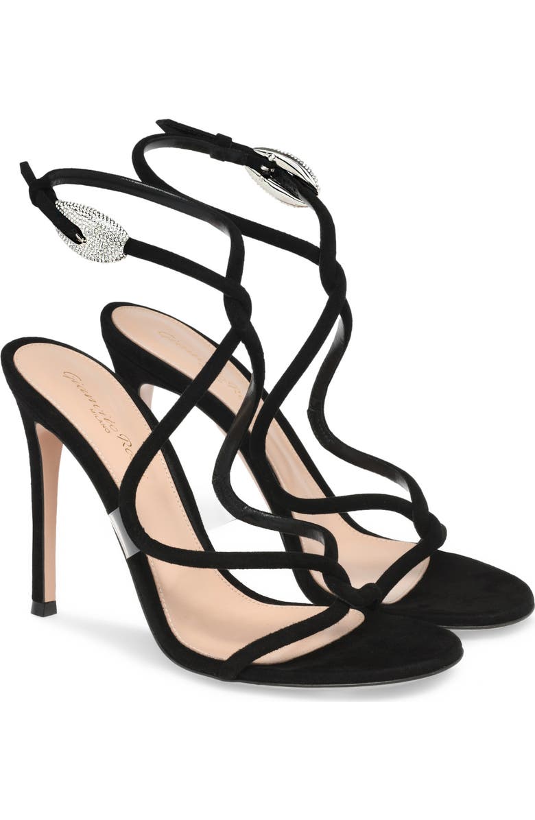 Gianvito Rossi Mamba Crystal Sandal, Alternate, color, Black Suede