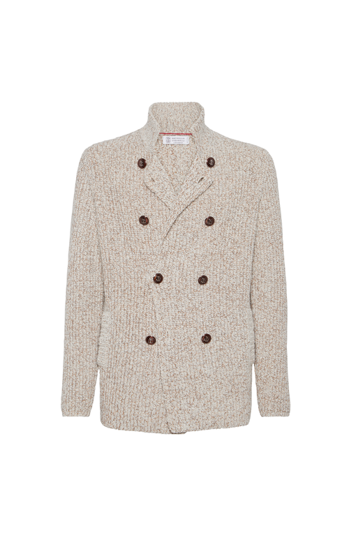 Brunello Cucinelli Cardigan With Metal Buttons In Neutral