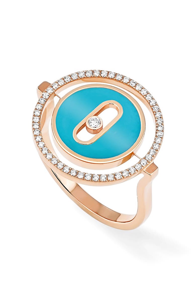 Messika Lucky Move Turquoise & Diamond Ring, Alternate, color, Turquoise/ Gold