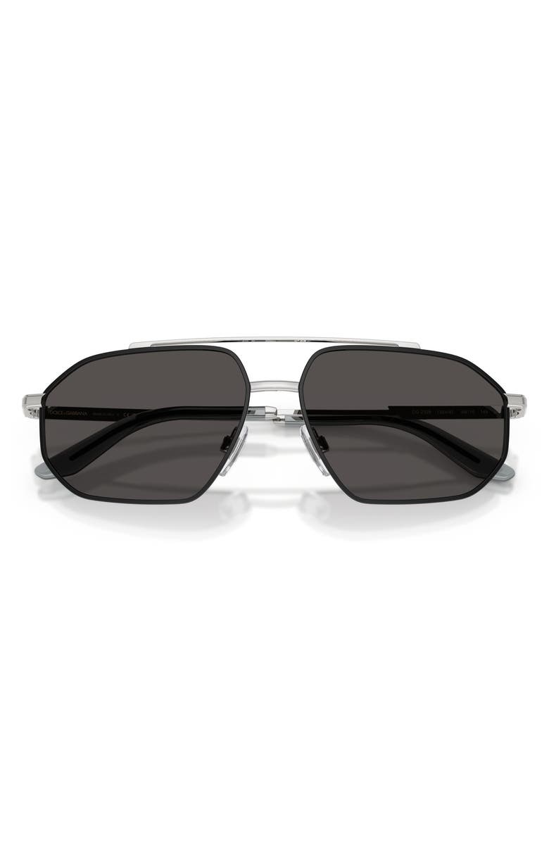 Dolce&Gabbana 59mm Pilot Sunglasses, Alternate, color, Silver/ Matte Black / Grey