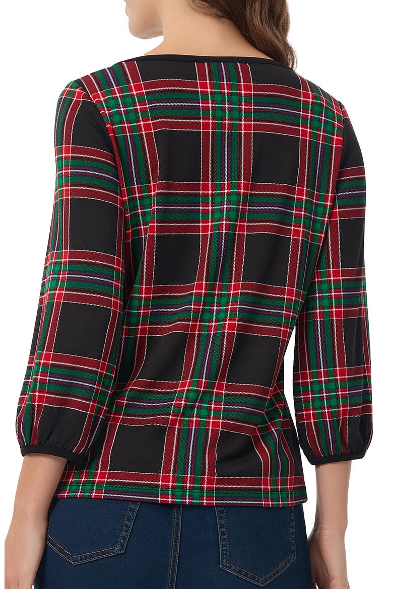 Plaid Crepe Top, Alternate, color, DEEP ROUGE MULTI