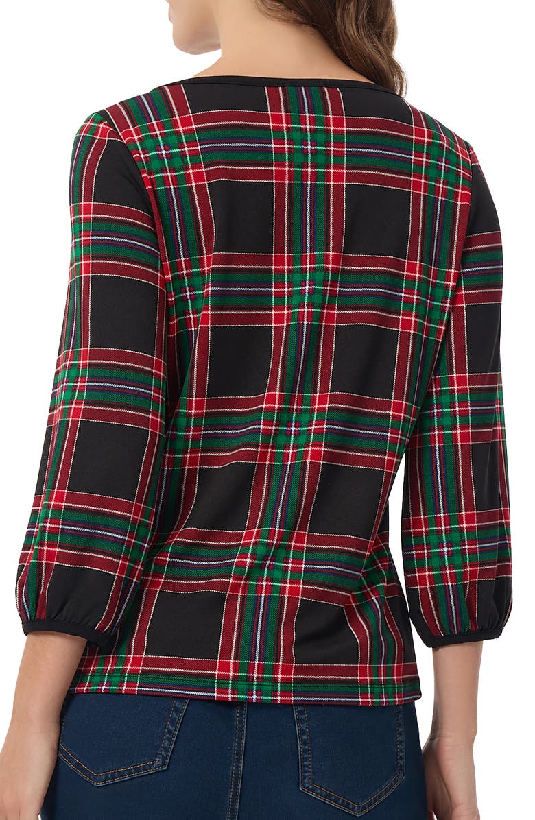 Jones New York Plaid Crepe Top, Alternate, color,