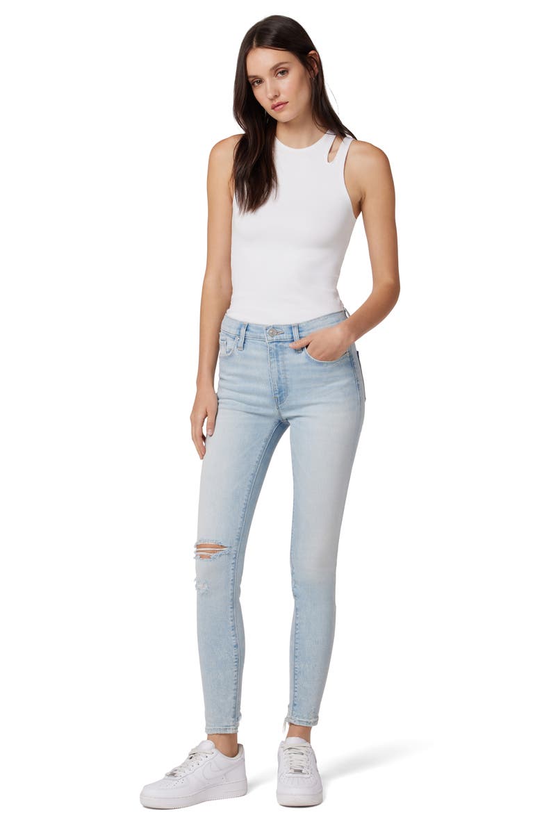 Hudson Jeans Barbara High Waist Distressed Super Skinny Jeans, Alternate, color,