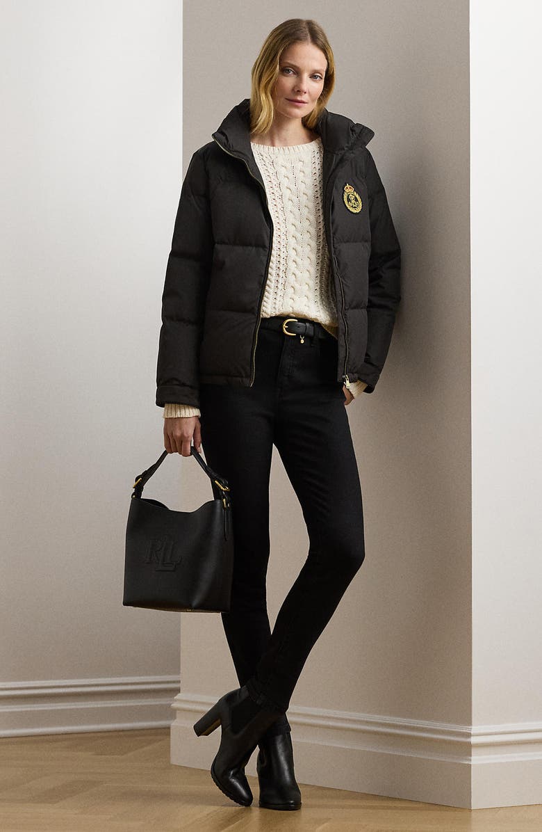 Lauren Ralph Lauren Crest Logo Crop Puffer Jacket, Alternate, color, 