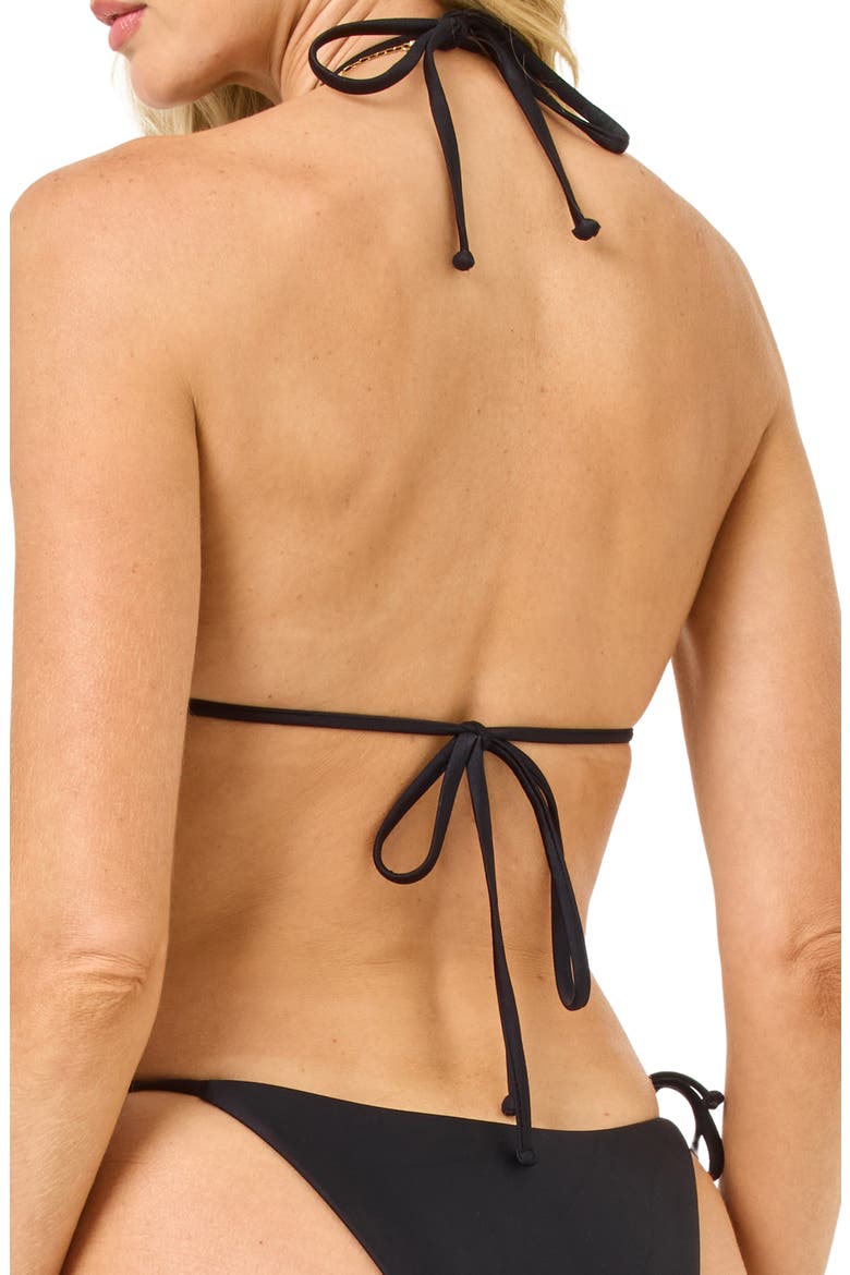 Sofia Rose Appliqué Triangle Bikini Top, Alternate, color, BLACK/ CREAM