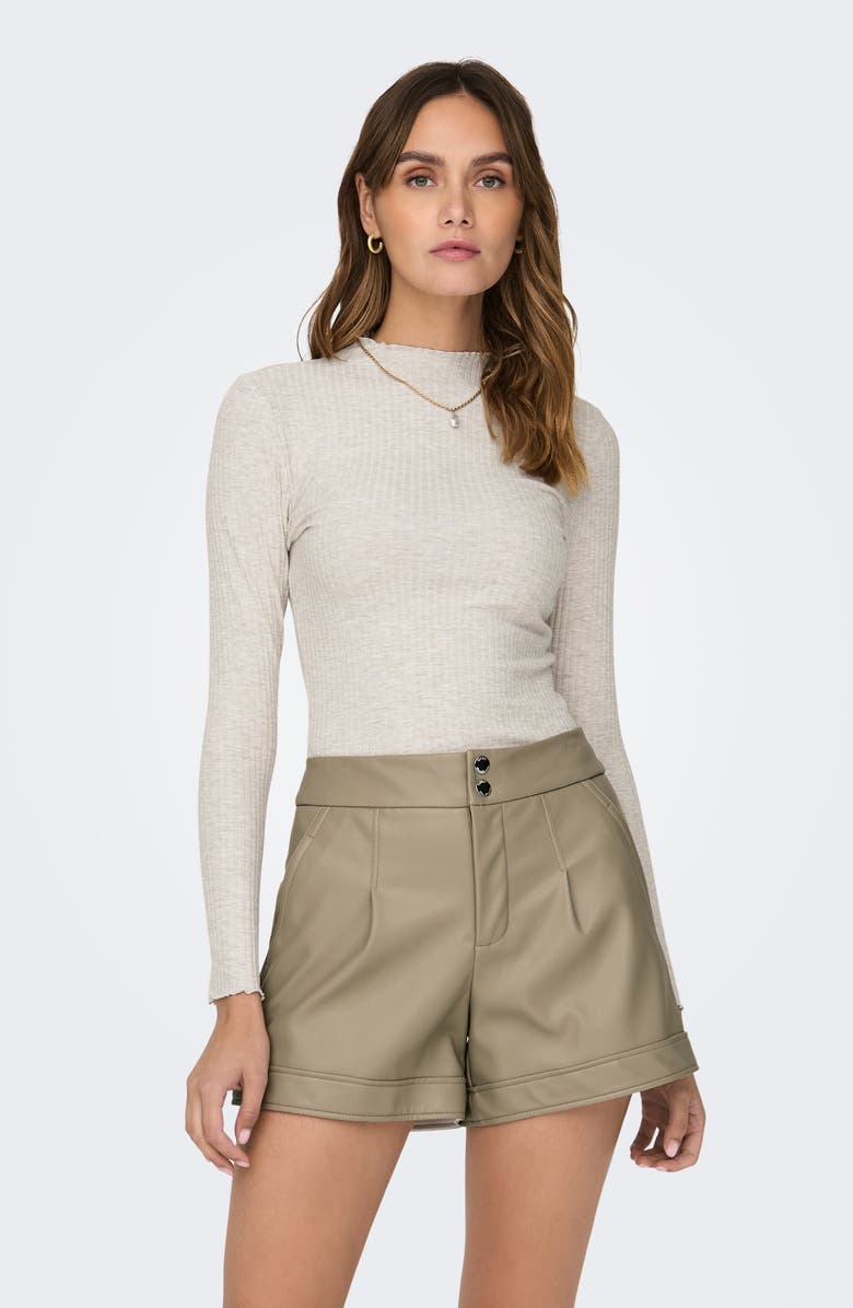 Only Emma Funnel Neck Ribbed Sweater, Alternate, color, Pumice Stone Melange