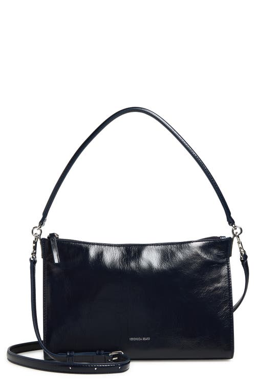 Veronica Beard Small Crinkled Leather Shoulder Bag in Navy at Nordstrom