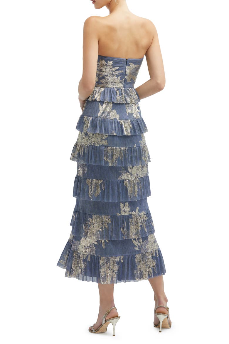 Floral Print Ruffle Strapless Dress, Alternate, color, FRENCH BLUE