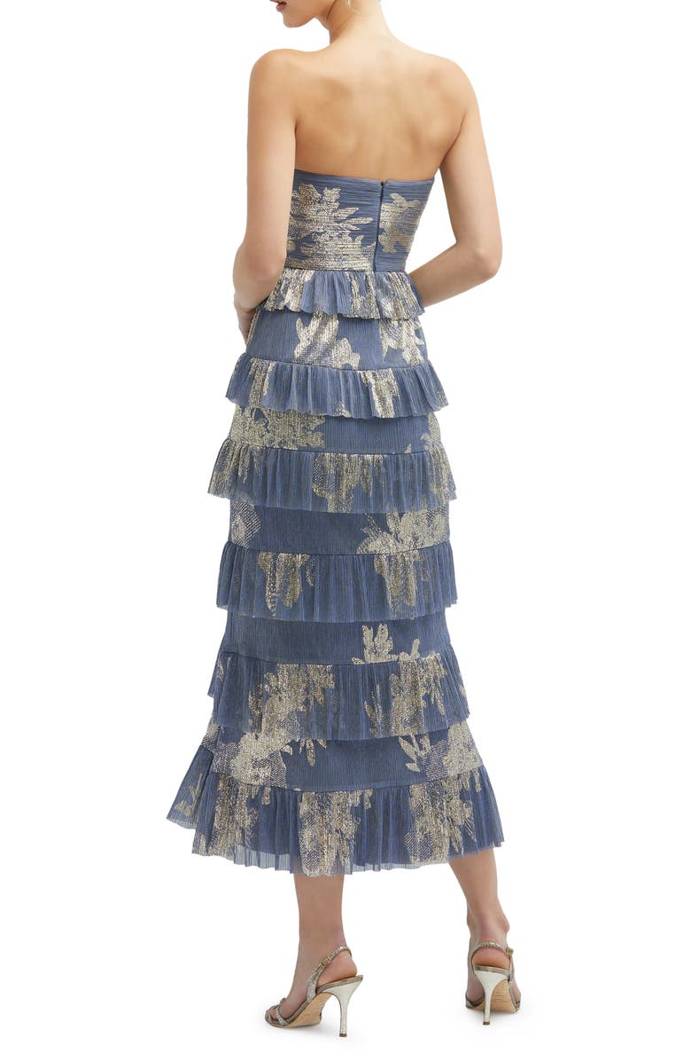 After Six Floral Print Ruffle Strapless Dress, Alternate, color,