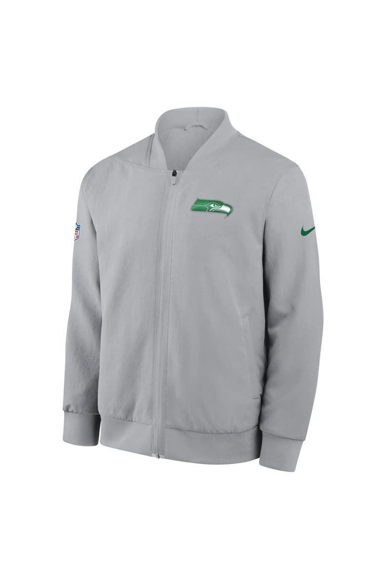 Men's Nike  Wolf Gray Seattle Seahawks 2025 Rivalries Collection Sideline Full-Zip Bomber Jacket, Alternate, color, Gray