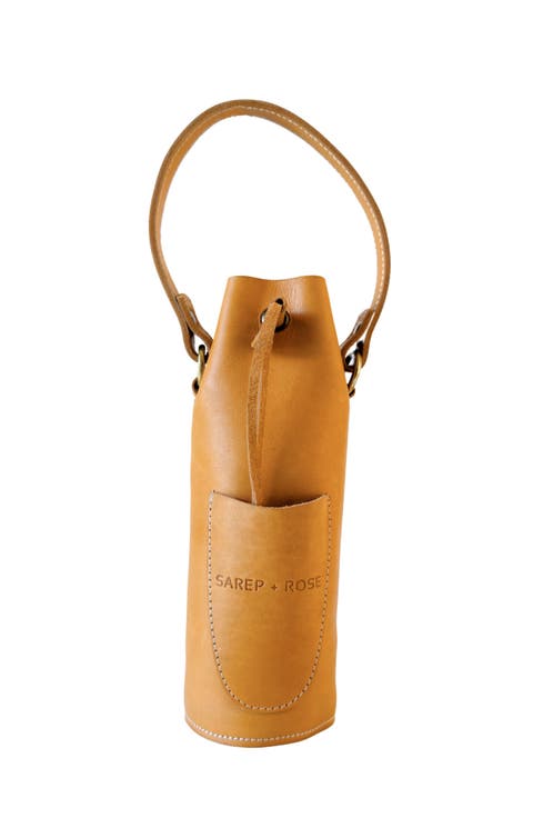 Leather Bottle Tote with Pocket