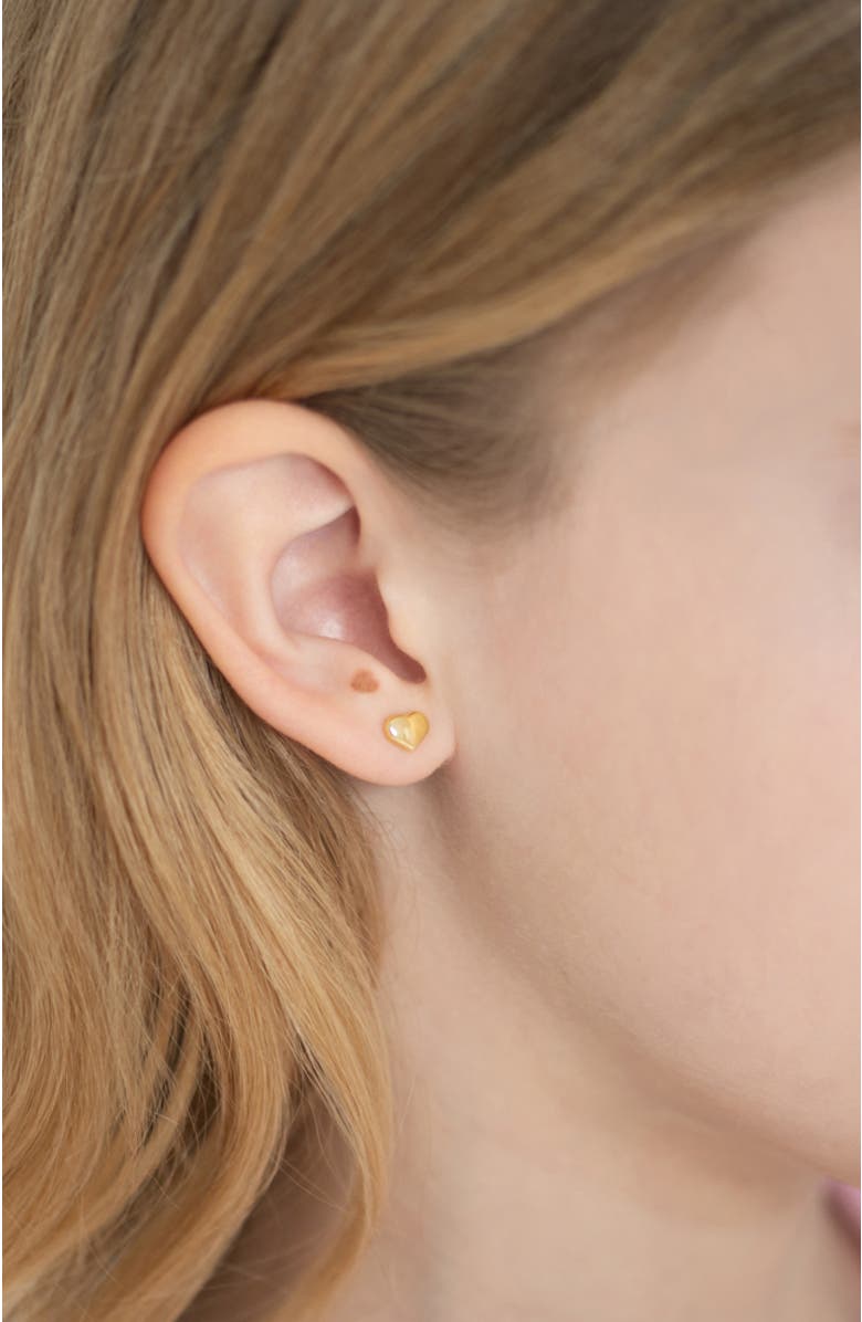 In Season Jewelry 14k TIny Puffed Heart Earrings, Alternate, color, Gold