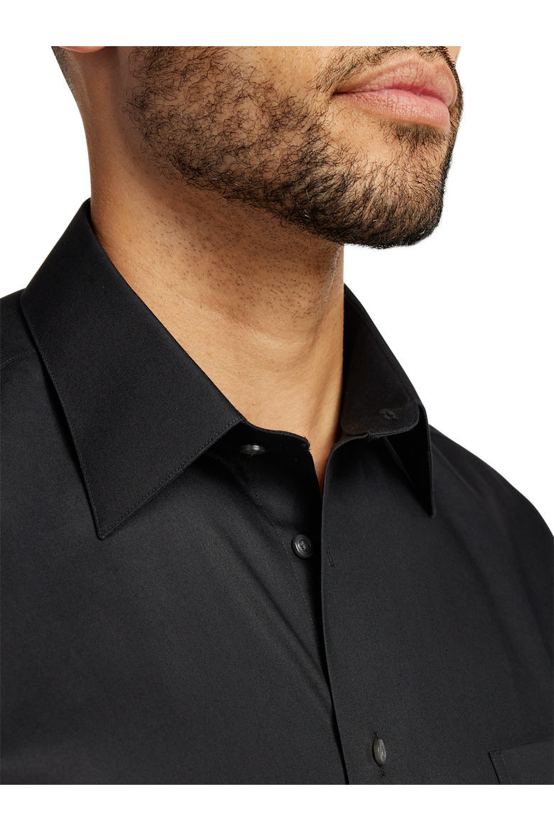 Non-iron Cotton Pinpoint Solid Point Collar French Cuff Dress Shirt, Alternate, color, Black