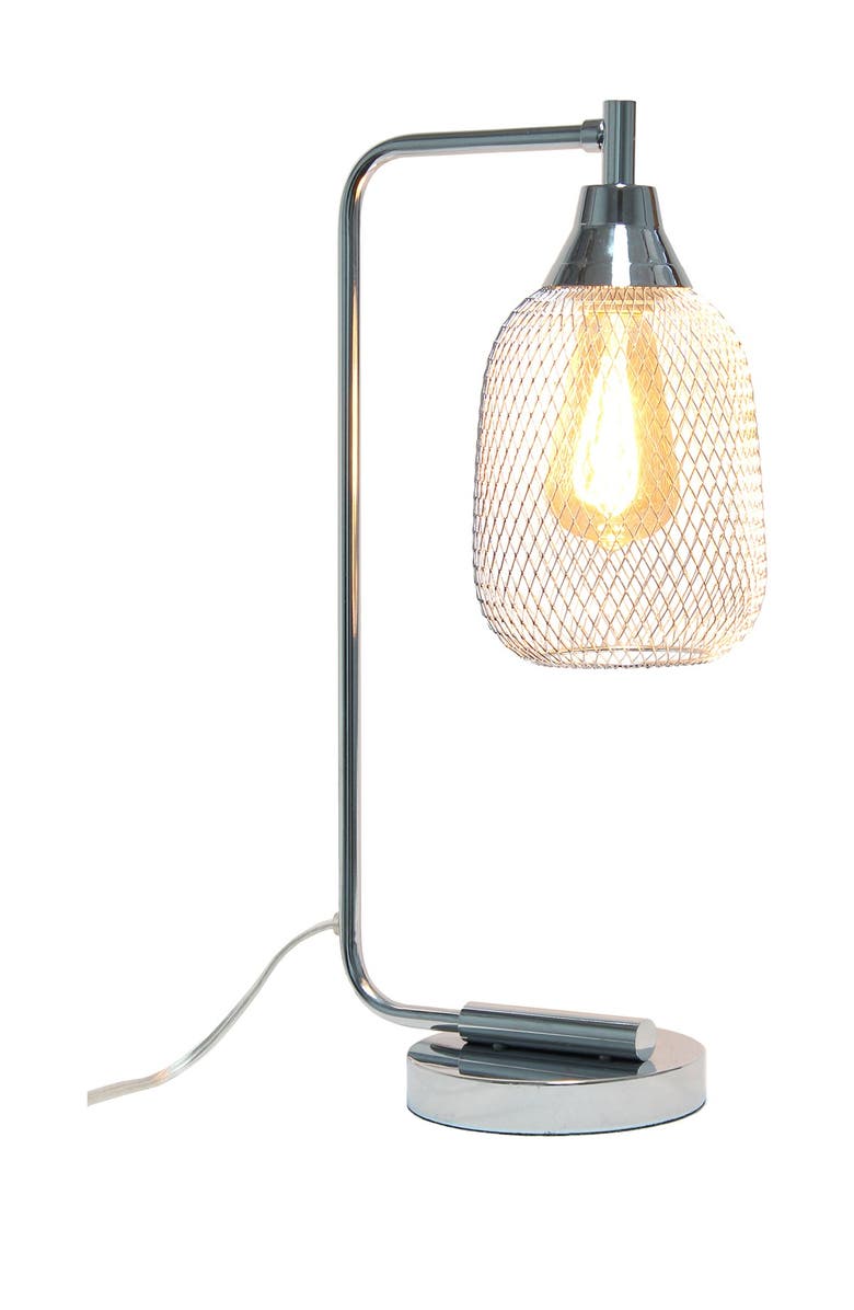 LALIA HOME Industrial Mesh Desk Lamp, Chrome, Alternate, color, 