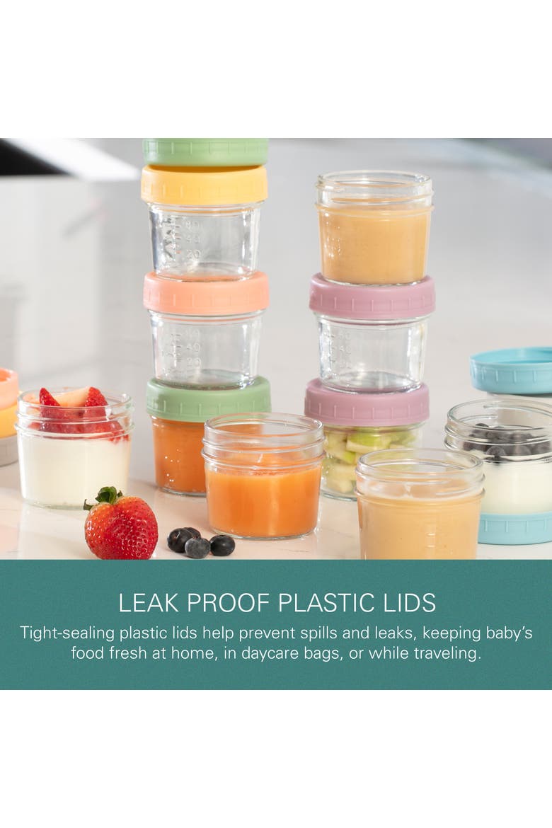 Glass Baby Food Storage Containers Leakproof 12 Piece Set, Alternate, color, Clear