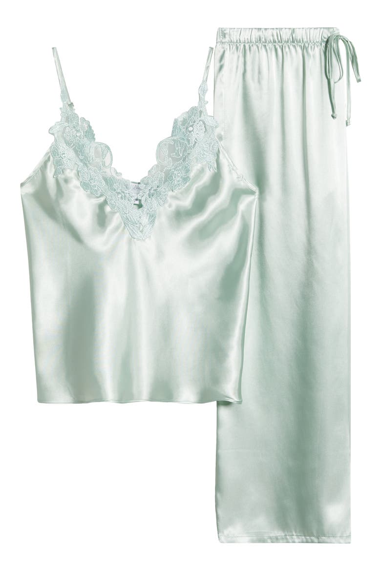 Adore You Satin Crop Pajamas, Alternate, color, CELADON